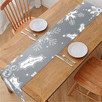 Silver And White Snowflake Pattern Print Table Runner