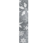 Silver And White Snowflake Pattern Print Table Runner