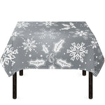 Silver And White Snowflake Pattern Print Tablecloth