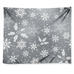 Silver And White Snowflake Pattern Print Tapestry