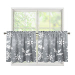 Silver And White Snowflake Pattern Print Tier Curtains