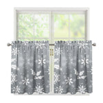Silver And White Snowflake Pattern Print Tier Curtains