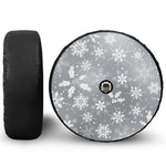 Silver And White Snowflake Pattern Print Tire Cover With Camera Hole
