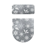 Silver And White Snowflake Pattern Print Toilet Lid And Tank Cover Set