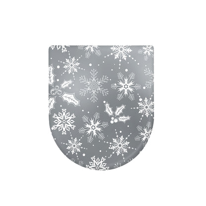 Silver And White Snowflake Pattern Print Toilet Lid Cover