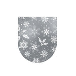 Silver And White Snowflake Pattern Print Toilet Lid Cover