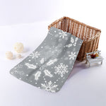 Silver And White Snowflake Pattern Print Towel