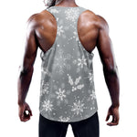 Silver And White Snowflake Pattern Print Training Tank Top
