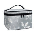 Silver And White Snowflake Pattern Print Travel Makeup Bag
