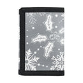 Silver And White Snowflake Pattern Print Trifold Wallet