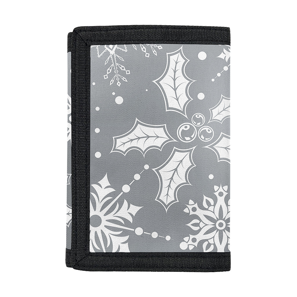Silver And White Snowflake Pattern Print Trifold Wallet