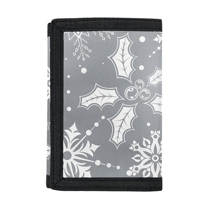 Silver And White Snowflake Pattern Print Trifold Wallet