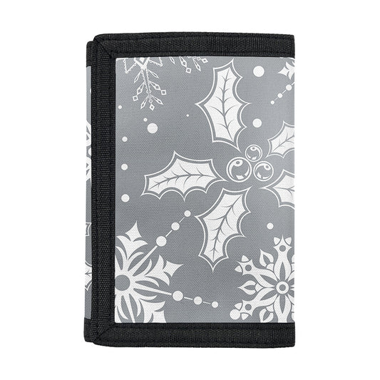 Silver And White Snowflake Pattern Print Trifold Wallet