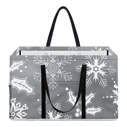 Silver And White Snowflake Pattern Print Utility Tote Bag
