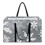 Silver And White Snowflake Pattern Print Utility Tote Bag