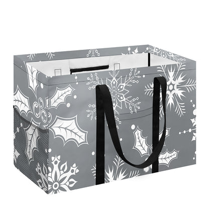 Silver And White Snowflake Pattern Print Utility Tote Bag