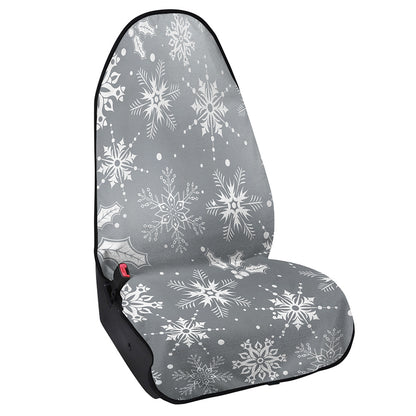Silver And White Snowflake Pattern Print Waterproof Car Seat Cover