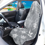 Silver And White Snowflake Pattern Print Waterproof Car Seat Cover