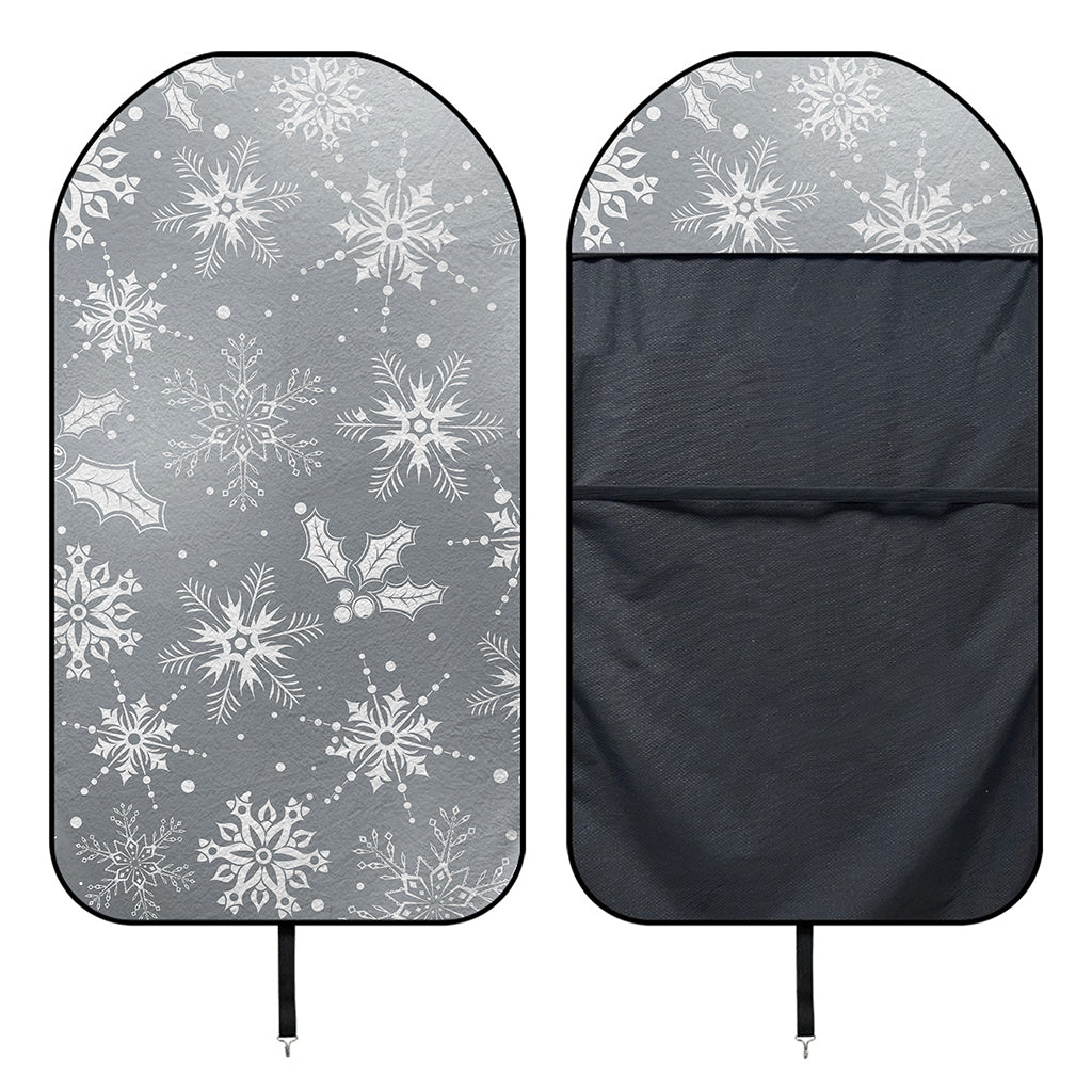 Silver And White Snowflake Pattern Print Waterproof Car Seat Cover