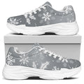 Silver And White Snowflake Pattern Print White Chunky Shoes
