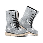 Silver And White Snowflake Pattern Print Winter Boots