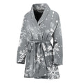 Silver And White Snowflake Pattern Print Women's Bathrobe