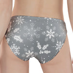 Silver And White Snowflake Pattern Print Women's Panties