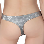 Silver And White Snowflake Pattern Print Women's Thong