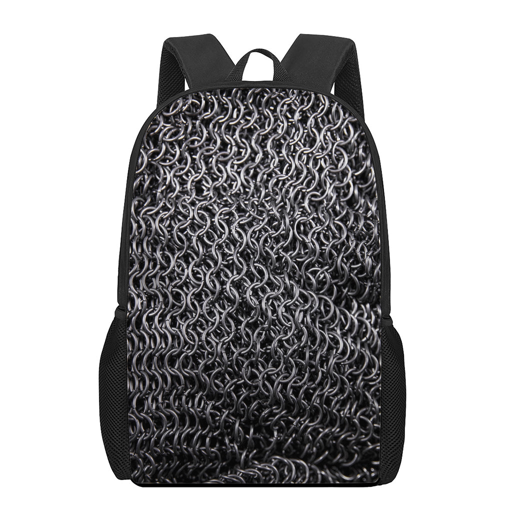 Silver Chainmail Print 17 Inch Backpack