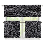 Silver Chainmail Print 3 Piece Kitchen Curtains