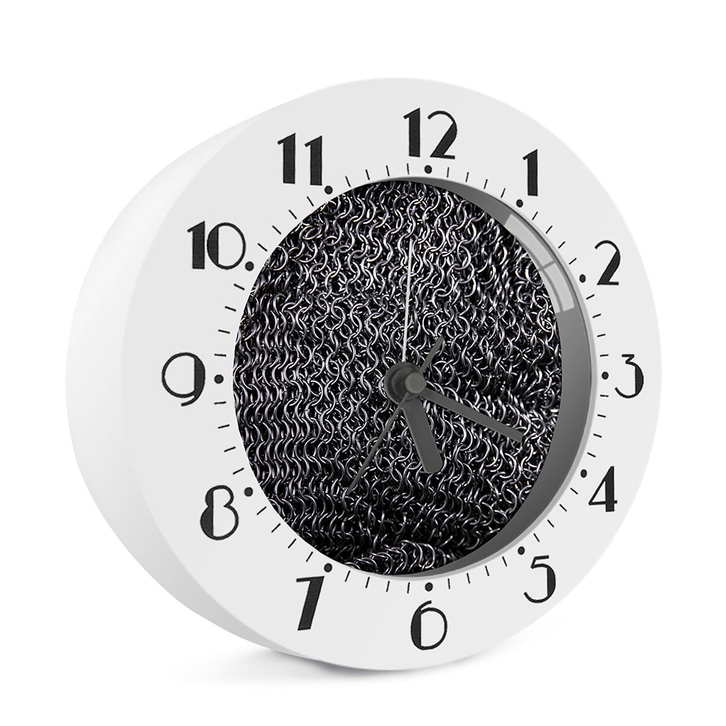 Silver Chainmail Print Alarm Clock
