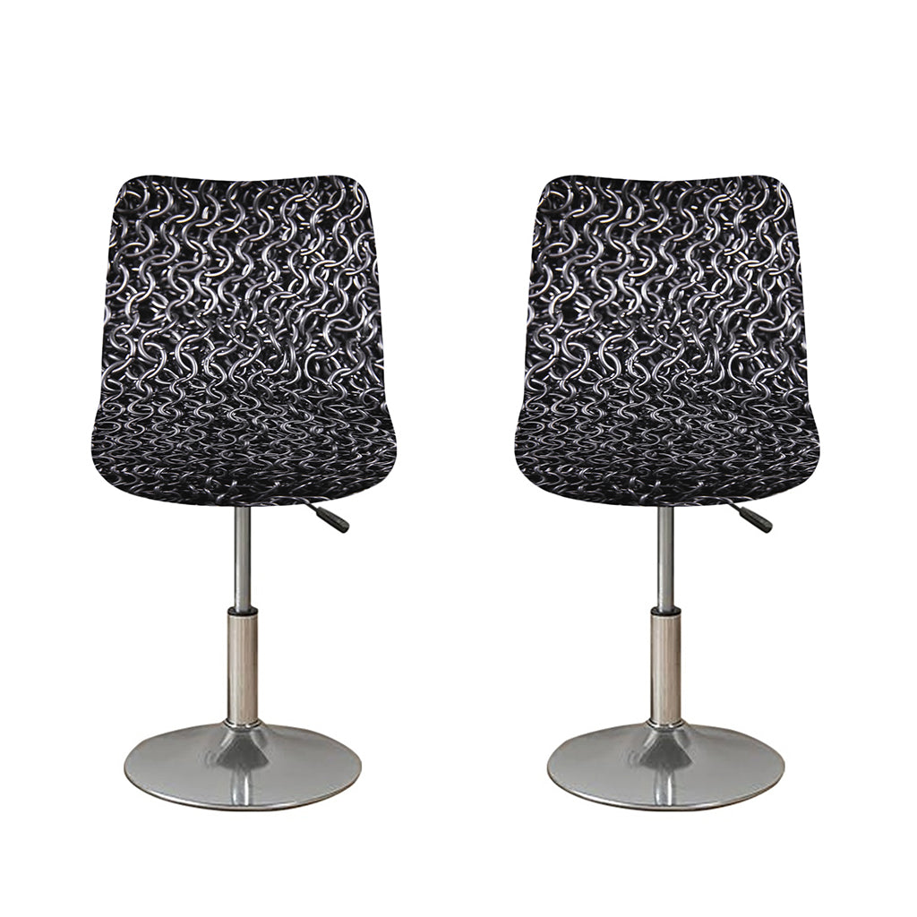 Silver Chainmail Print Bar Stool Covers