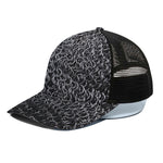 Silver Chainmail Print Black Mesh Trucker Cap