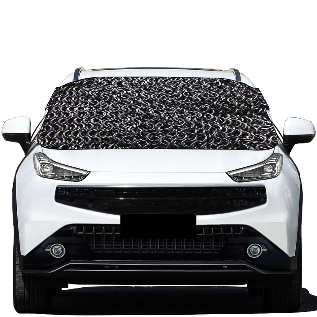 Silver Chainmail Print Car Windshield Snow Cover