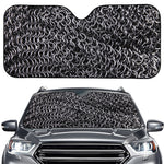 Silver Chainmail Print Car Windshield Sun Shade