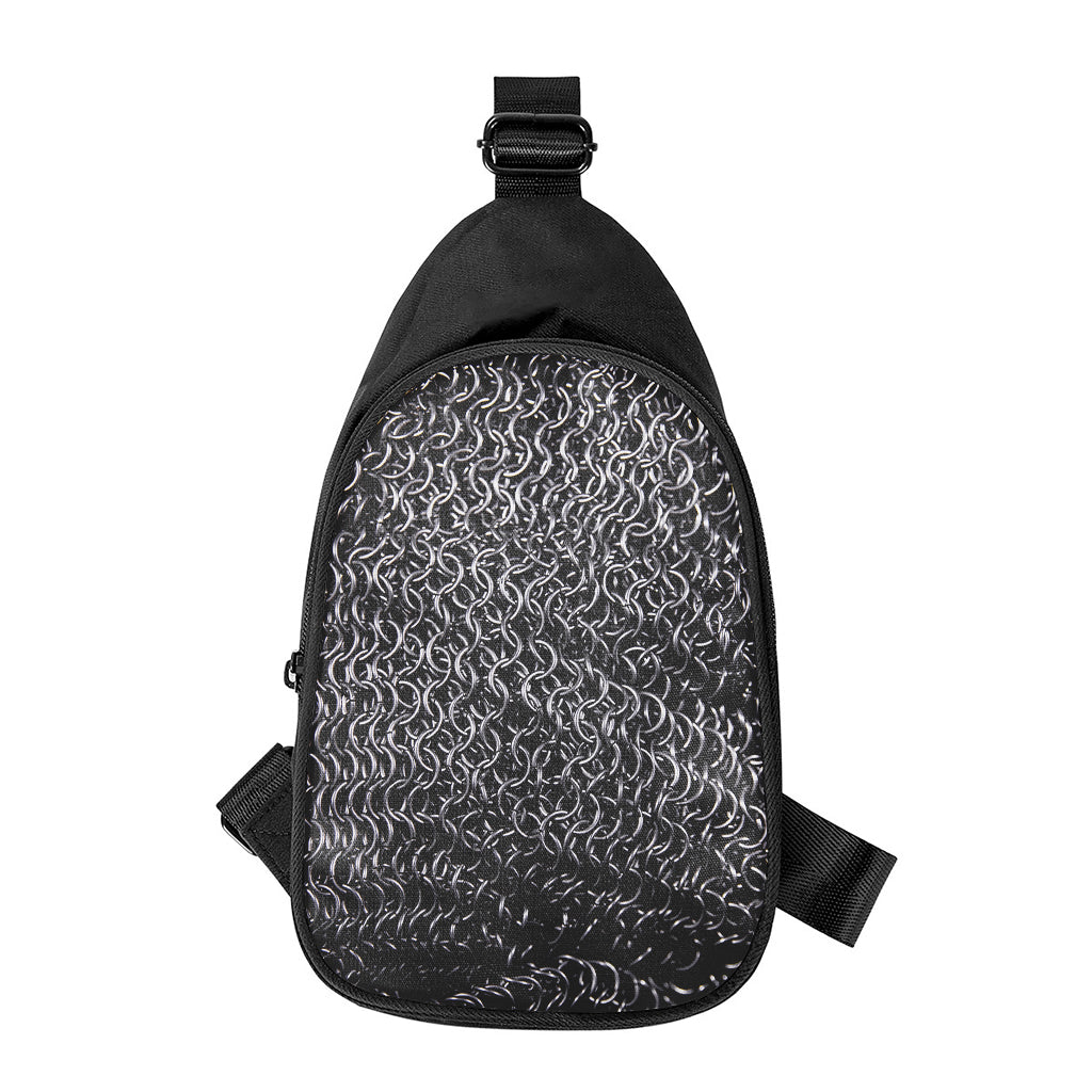 Silver Chainmail Print Chest Bag