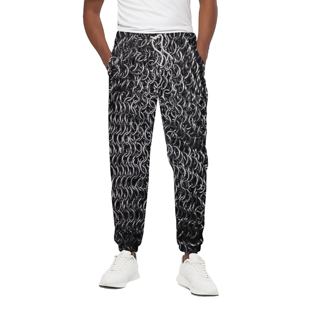 Silver Chainmail Print Cotton Pants
