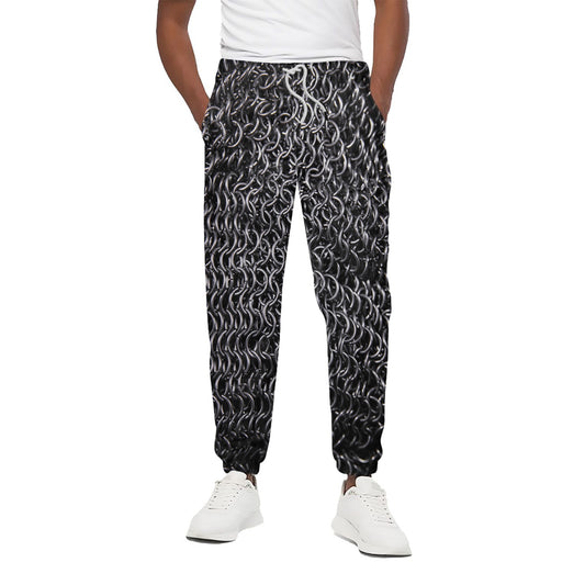 Silver Chainmail Print Cotton Pants