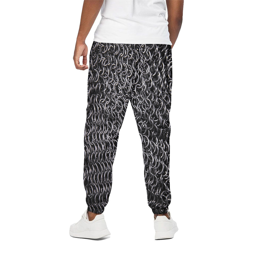 Silver Chainmail Print Cotton Pants