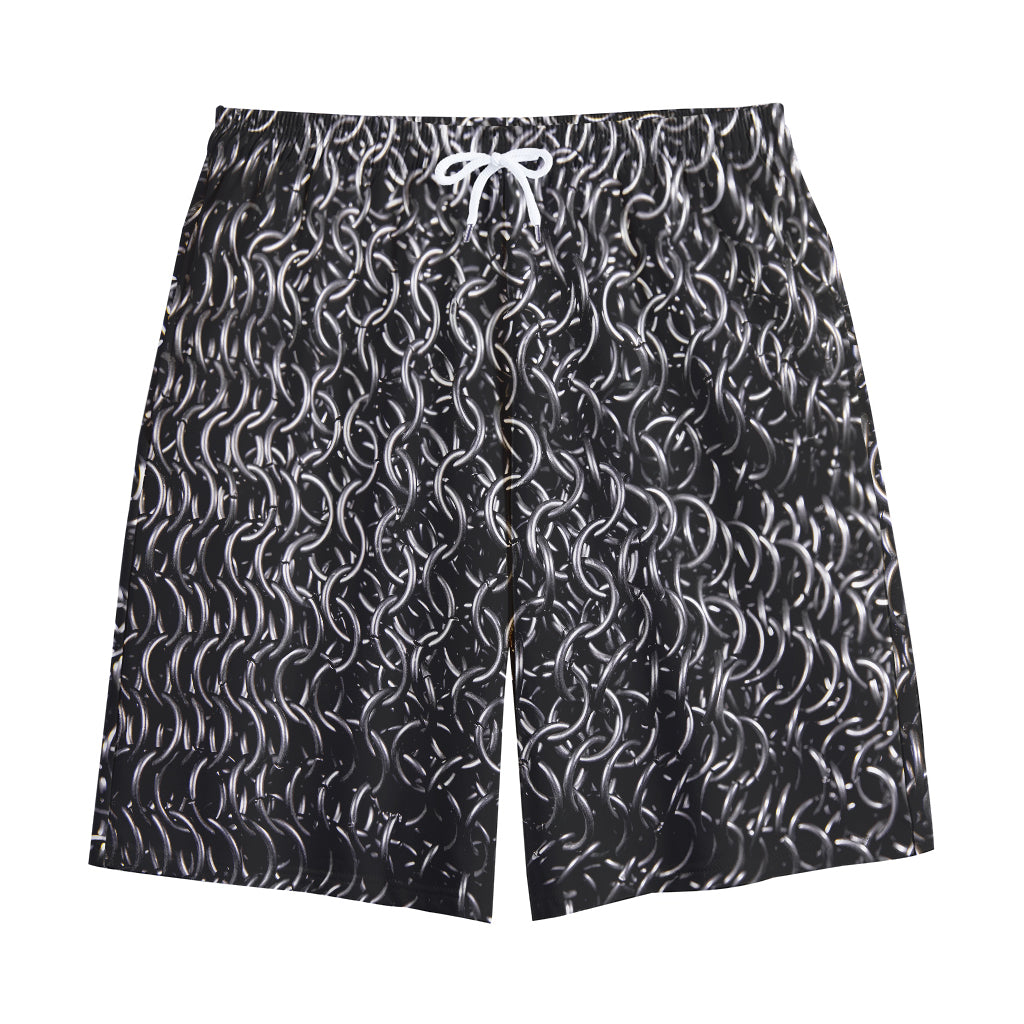 Silver Chainmail Print Cotton Shorts