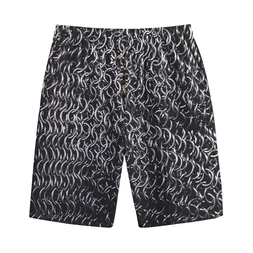 Silver Chainmail Print Cotton Shorts