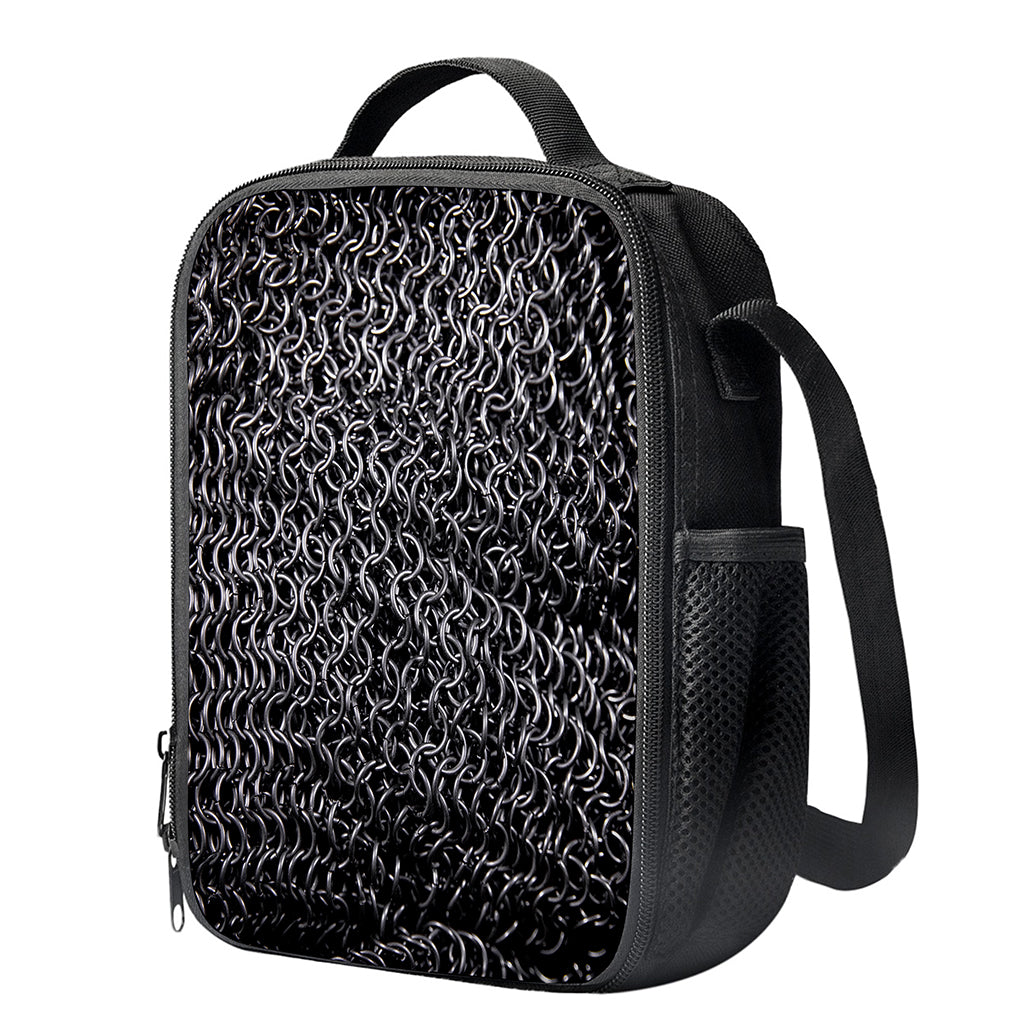 Silver Chainmail Print Crossbody Lunch Bag