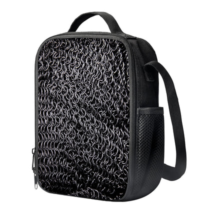 Silver Chainmail Print Crossbody Lunch Bag
