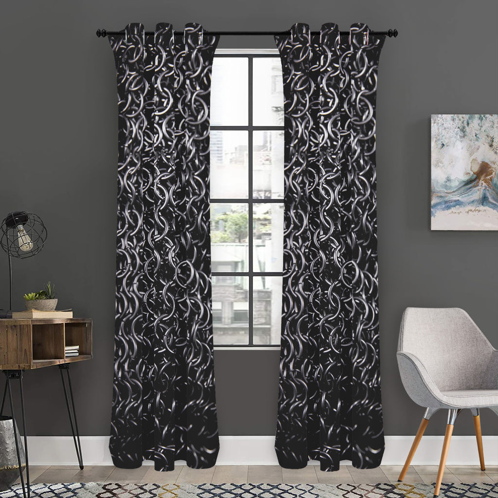 Silver Chainmail Print Curtain