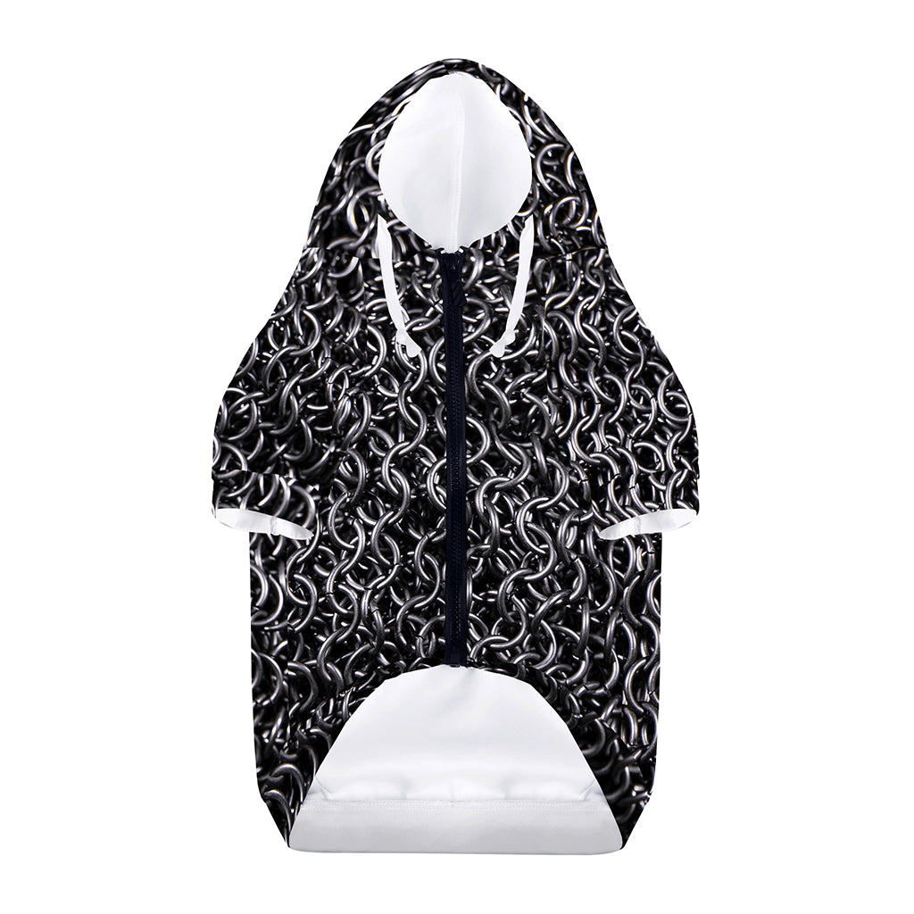 Silver Chainmail Print Dog Zip Up Hoodie