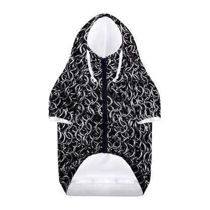 Silver Chainmail Print Dog Zip Up Hoodie