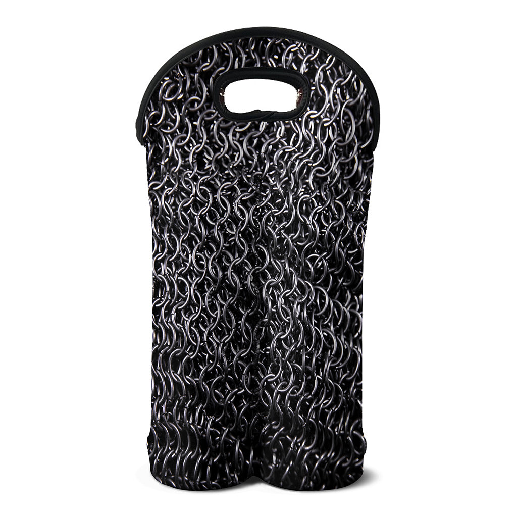 Silver Chainmail Print Double Neoprene Wine Tote