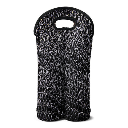 Silver Chainmail Print Double Neoprene Wine Tote