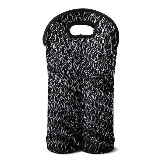 Silver Chainmail Print Double Neoprene Wine Tote