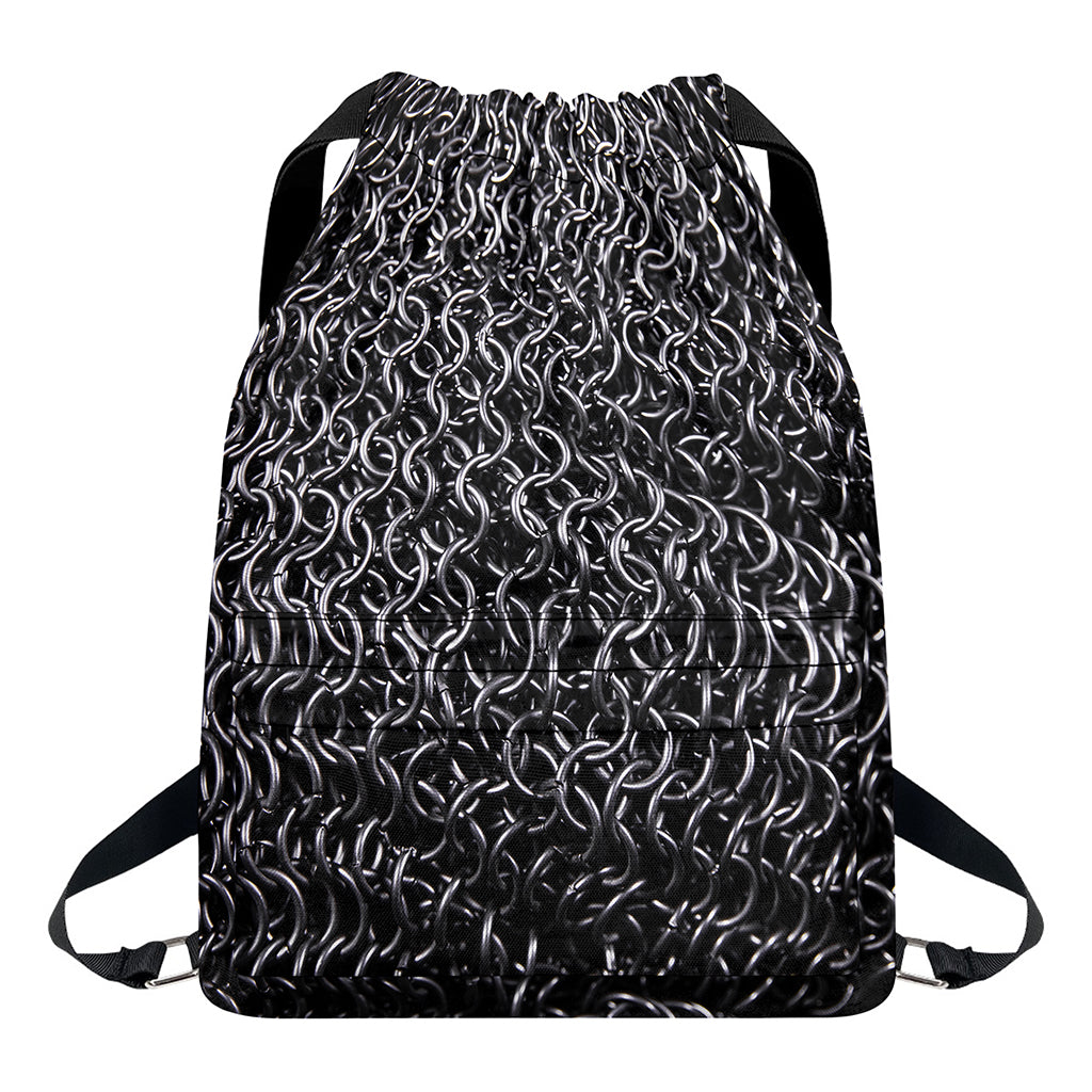 Silver Chainmail Print Drawstring Backpack